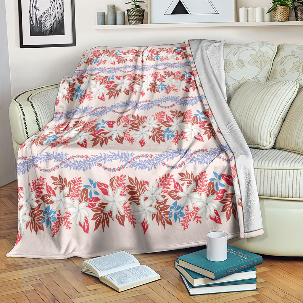 Monstera Tiare Plumeria Lei Pattern Blanket Red Version LT01 Red - Polynesian Pride