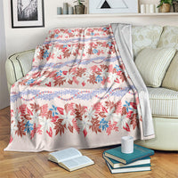 Monstera Tiare Plumeria Lei Pattern Blanket Red Version LT01 Red - Polynesian Pride