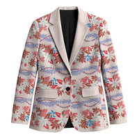Monstera Tiare Plumeria Lei Pattern Blazer Red Version