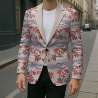 Monstera Tiare Plumeria Lei Pattern Blazer Red Version