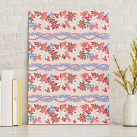 Monstera Tiare Plumeria Lei Pattern Canvas Wall Art Red Version LT01 Without Frame Red - Polynesian Pride