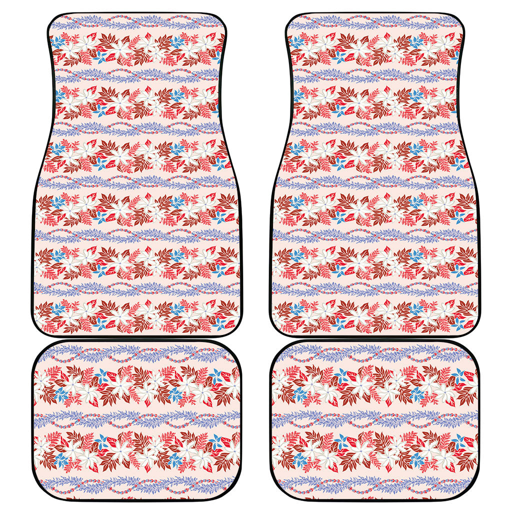 Monstera Tiare Plumeria Lei Pattern Car Mats Red Version
