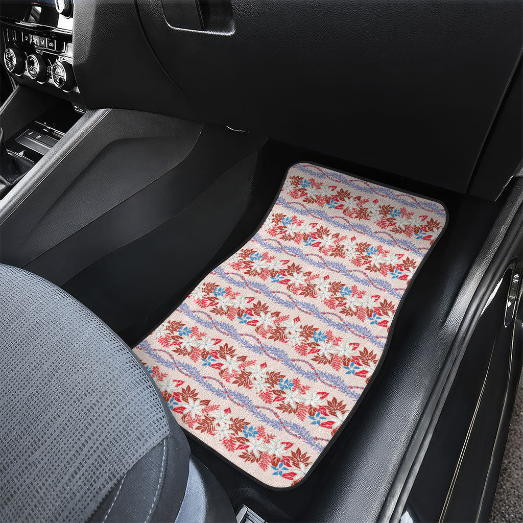 Monstera Tiare Plumeria Lei Pattern Car Mats Red Version