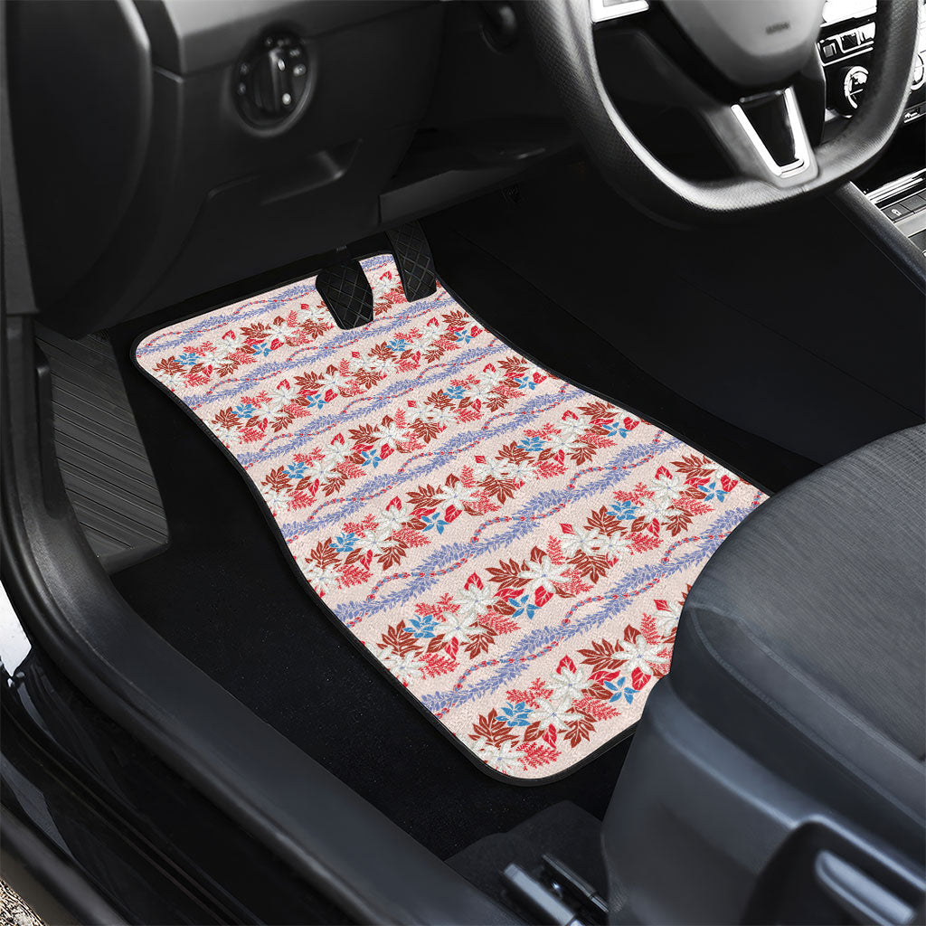 Monstera Tiare Plumeria Lei Pattern Car Mats Red Version