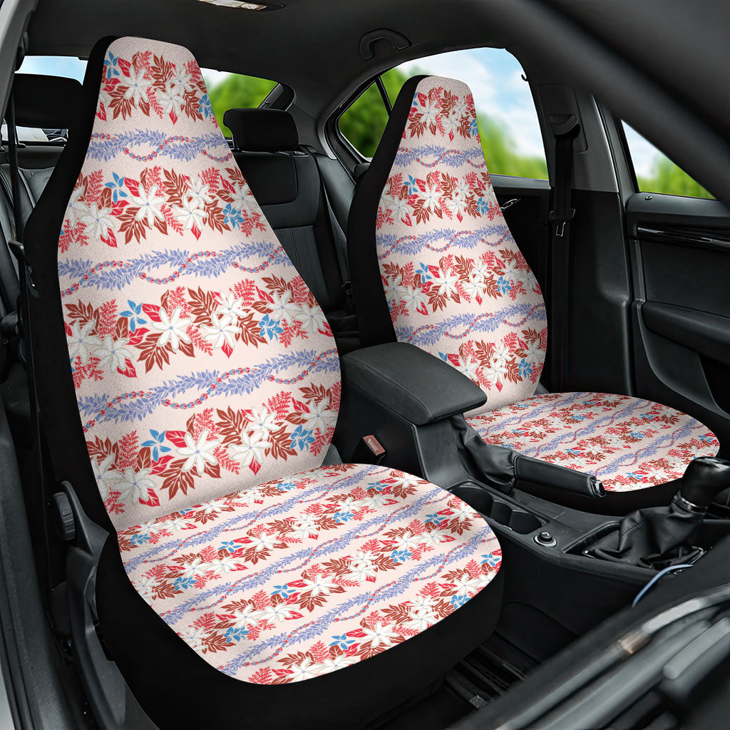 Monstera Tiare Plumeria Lei Pattern Car Seat Cover Red Version