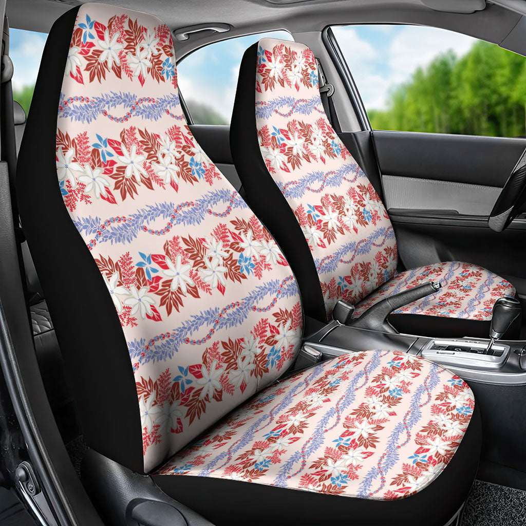 Monstera Tiare Plumeria Lei Pattern Car Seat Cover Red Version