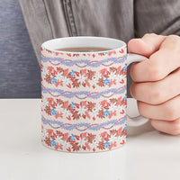Monstera Tiare Plumeria Lei Pattern Ceramic Mug Red Version LT01 - Polynesian Pride
