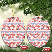 Monstera Tiare Plumeria Lei Pattern Ceramic Ornament Red Version