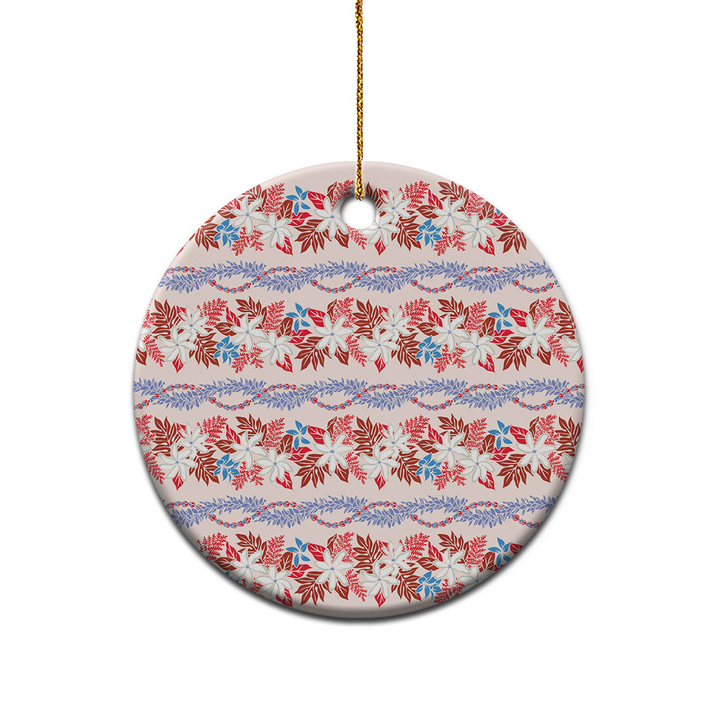 Monstera Tiare Plumeria Lei Pattern Ceramic Ornament Red Version