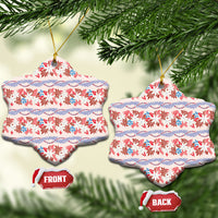 Monstera Tiare Plumeria Lei Pattern Ceramic Ornament Red Version
