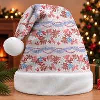 Monstera Tiare Plumeria Lei Pattern Christmas Santa Hat Red Version