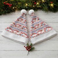 Monstera Tiare Plumeria Lei Pattern Christmas Santa Hat Red Version