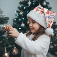 Monstera Tiare Plumeria Lei Pattern Christmas Santa Hat Red Version