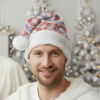 Monstera Tiare Plumeria Lei Pattern Christmas Santa Hat Red Version
