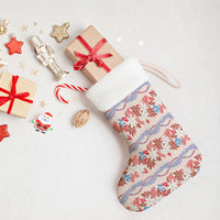 Monstera Tiare Plumeria Lei Pattern Christmas Stocking Red Version