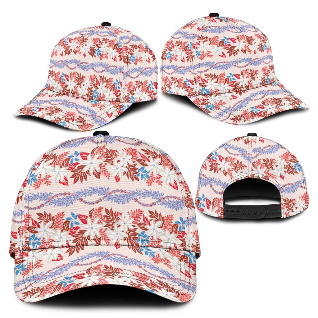 Monstera Tiare Plumeria Lei Pattern Classic Cap Red Version