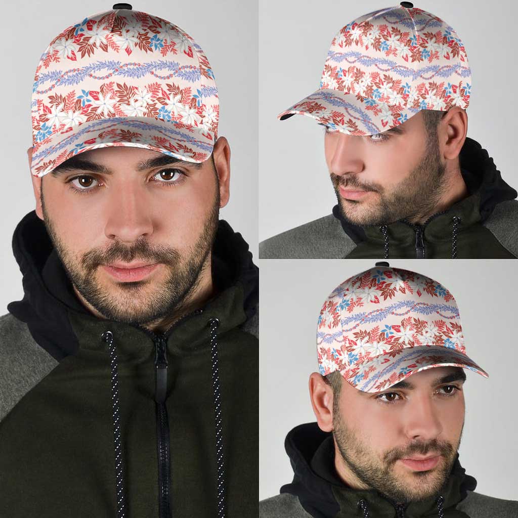 Monstera Tiare Plumeria Lei Pattern Classic Cap Red Version