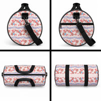 Monstera Tiare Plumeria Lei Pattern Duffle Bag Red Version LT01 - Polynesian Pride