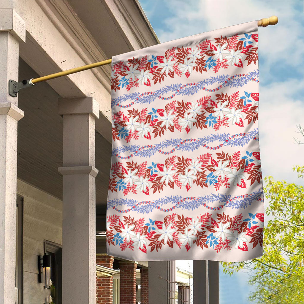 Monstera Tiare Plumeria Lei Pattern Garden Flag Red Version LT01 House Flag Red - Polynesian Pride