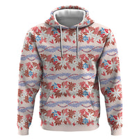 Monstera Tiare Plumeria Lei Pattern Hoodie Red Version