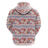 Monstera Tiare Plumeria Lei Pattern Hoodie Red Version