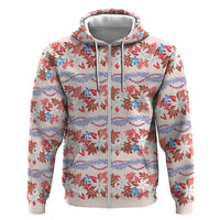 Monstera Tiare Plumeria Lei Pattern Hoodie Red Version