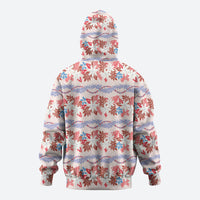 Monstera Tiare Plumeria Lei Pattern Hoodie Red Version