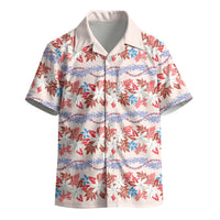 Monstera Tiare Plumeria Lei Pattern Kid Hawaiian Shirt Red Version