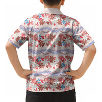 Monstera Tiare Plumeria Lei Pattern Kid Hawaiian Shirt Red Version