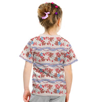 Monstera Tiare Plumeria Lei Pattern Kid T Shirt Red Version