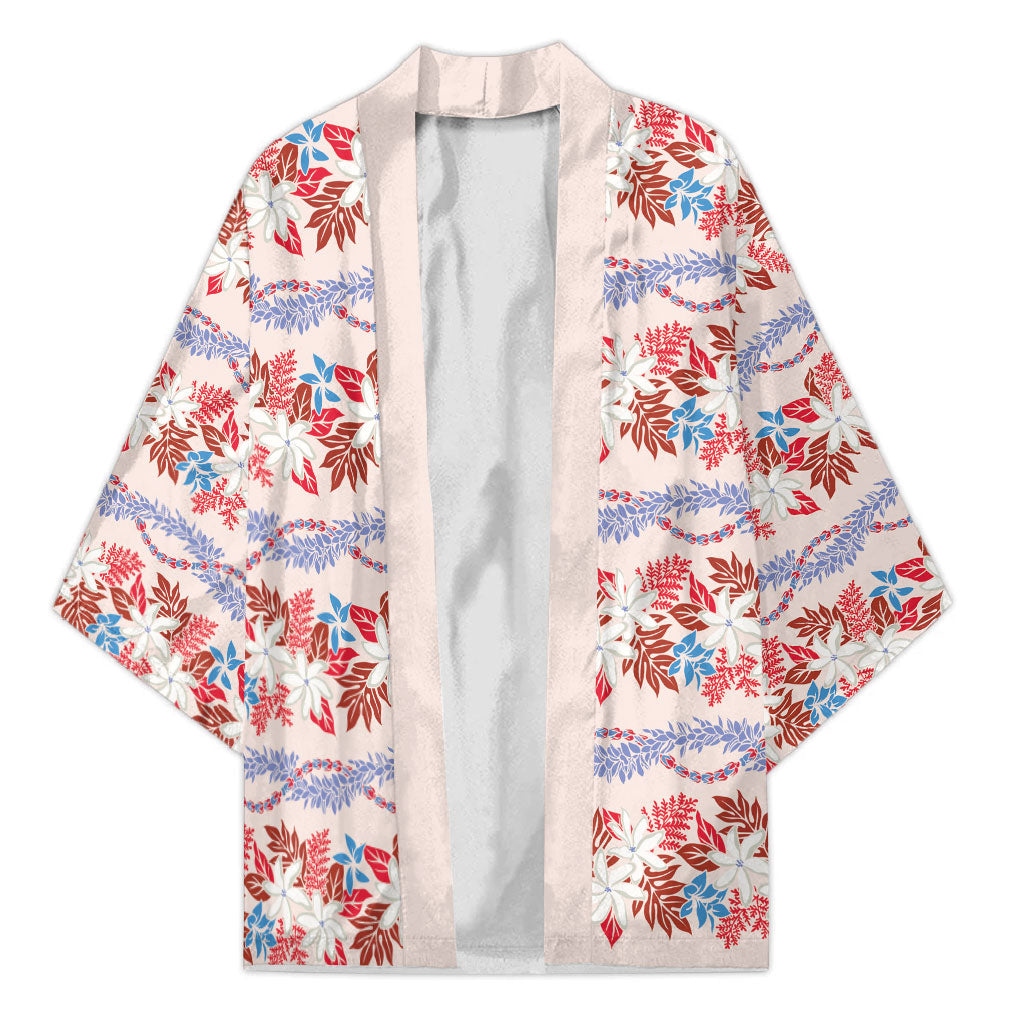 Monstera Tiare Plumeria Lei Pattern Kimono Red Version