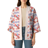 Monstera Tiare Plumeria Lei Pattern Kimono Red Version