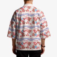 Monstera Tiare Plumeria Lei Pattern Kimono Red Version