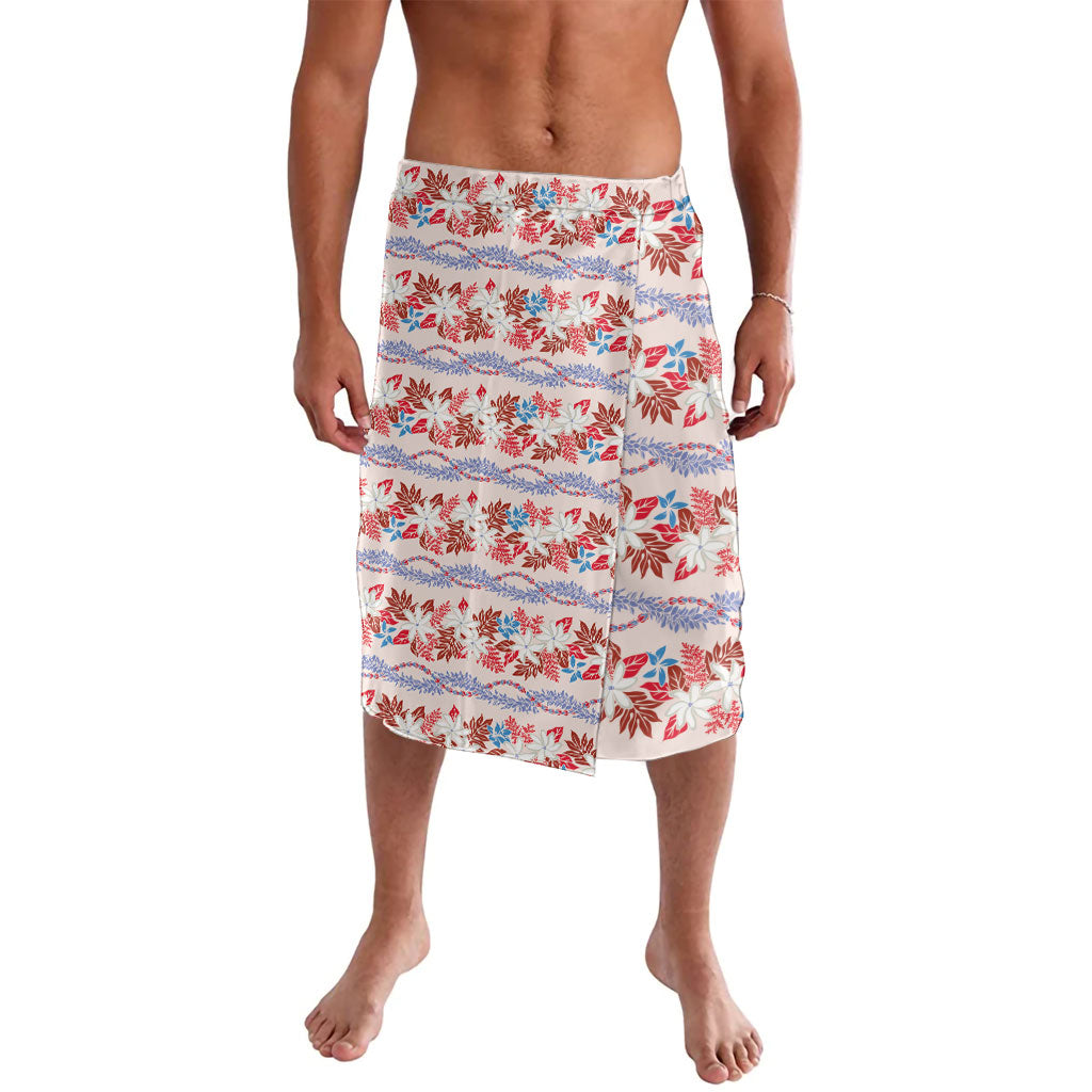 Monstera Tiare Plumeria Lei Pattern Lavalava Red Version