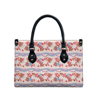 Monstera Tiare Plumeria Lei Pattern Leather Bag Red Version