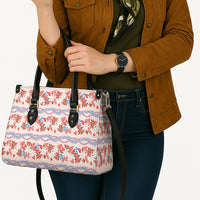 Monstera Tiare Plumeria Lei Pattern Leather Bag Red Version