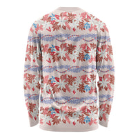 Monstera Tiare Plumeria Lei Pattern Long Sleeve Shirt Red Version