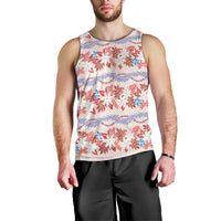 Monstera Tiare Plumeria Lei Pattern Men Tank Top Red Version