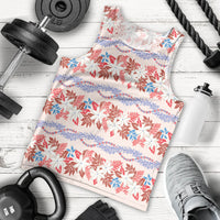 Monstera Tiare Plumeria Lei Pattern Men Tank Top Red Version