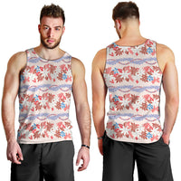 Monstera Tiare Plumeria Lei Pattern Men Tank Top Red Version