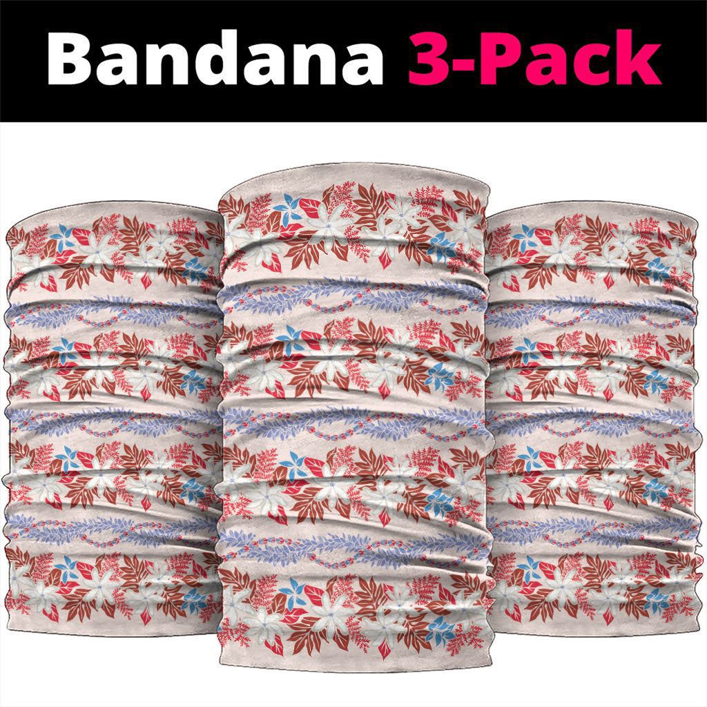 Monstera Tiare Plumeria Lei Pattern Neck Gaiter Red Version
