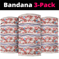 Monstera Tiare Plumeria Lei Pattern Neck Gaiter Red Version