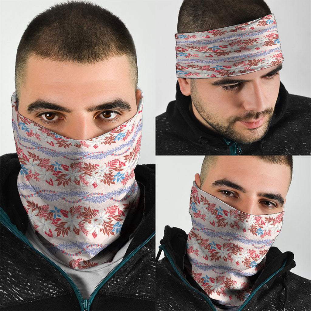 Monstera Tiare Plumeria Lei Pattern Neck Gaiter Red Version