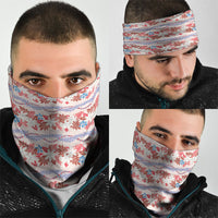 Monstera Tiare Plumeria Lei Pattern Neck Gaiter Red Version