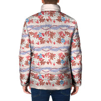 Monstera Tiare Plumeria Lei Pattern Padded Jacket Red Version LT01 - Polynesian Pride