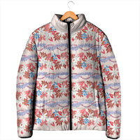 Monstera Tiare Plumeria Lei Pattern Padded Jacket Red Version LT01 - Polynesian Pride