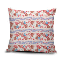 Monstera Tiare Plumeria Lei Pattern Pillow Cover Red Version