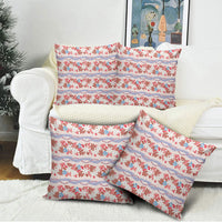 Monstera Tiare Plumeria Lei Pattern Pillow Cover Red Version