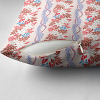 Monstera Tiare Plumeria Lei Pattern Pillow Cover Red Version