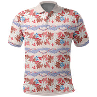 Monstera Tiare Plumeria Lei Pattern Polo Shirt Red Version LT01 Red - Polynesian Pride